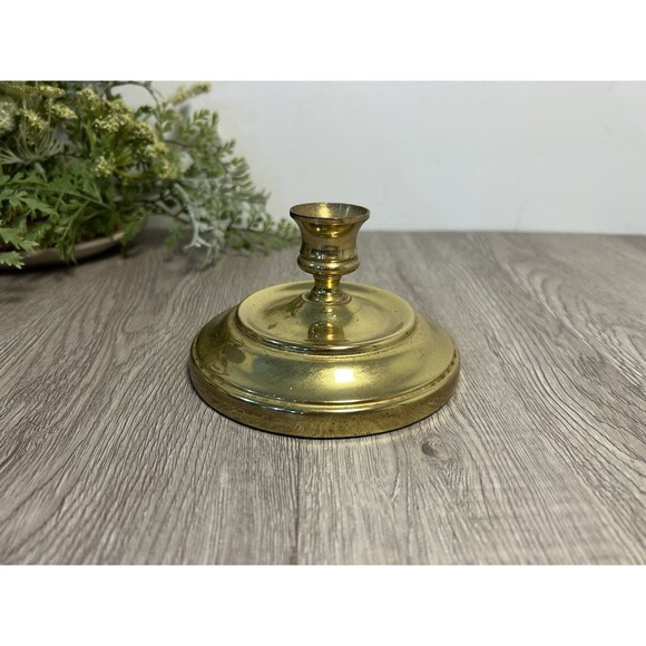 Vintage Solid Brass Candlestick Candle Holder Cottage Farm MCM - Picture 2 of 6